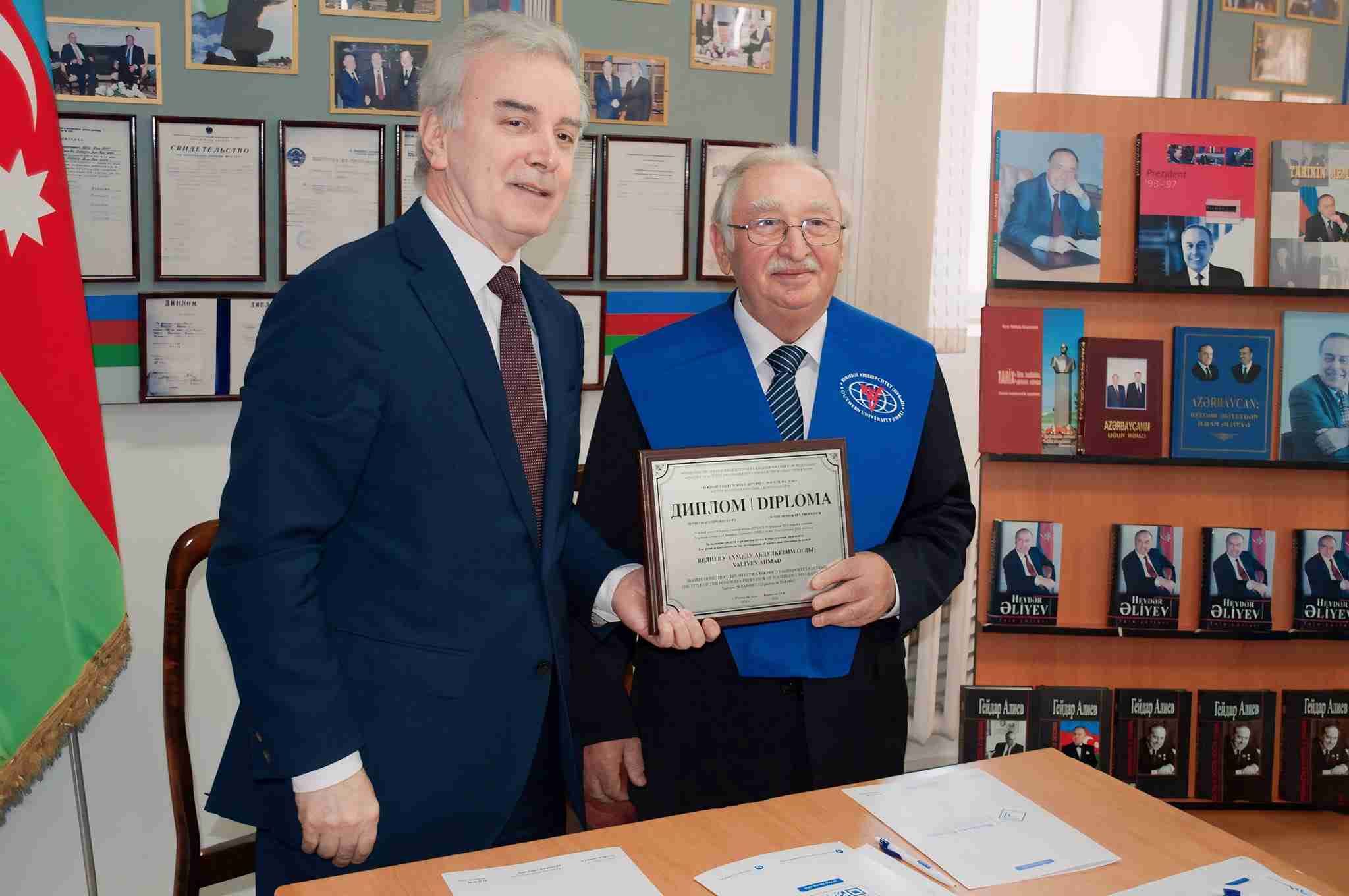 The rector of OYU was awarded the diploma of honorary professor of South Russian University (SRU)
